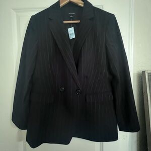 Ann Taylor Dark Blue Striped Blazer